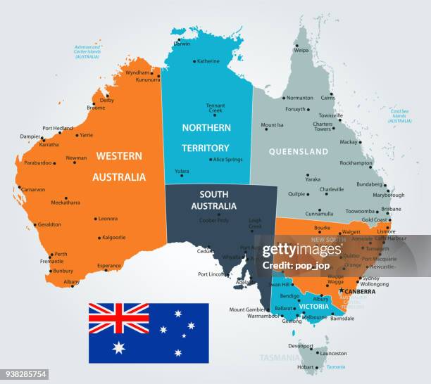 13 - australia - blue-orange 10 - perth map stock illustrations