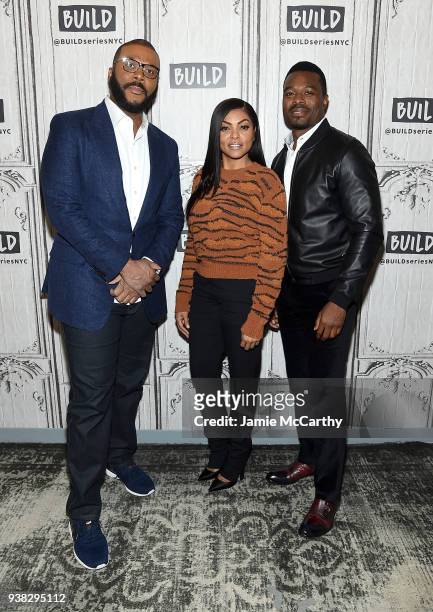 Tyler Perry, Taraji P. Henson and Lyriq Bent, visit Build series to discuss their film "Acrimony" at Build Studio on March 26, 2018 in New York City.
