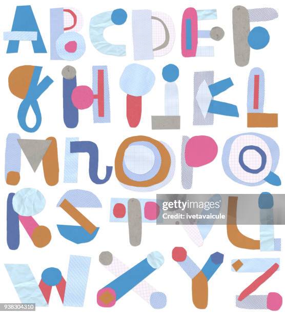 papier schneiden sie alphabet buchstaben - b w stock-grafiken, -clipart, -cartoons und -symbole