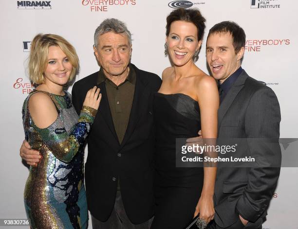 Actors Drew Barrymore, Robert De Niro, Kate Beckensale and Sam Rockwell attend the Tribeca Film Institute's benefit screening of "Everybody's Fine"...