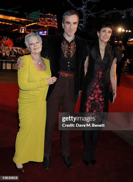 Dame Judi Dench, Daniel Day Lewis and Rebecca Miller attends the 'Nine' world film premiere at the Odeon Leicester Square on December 3, 2009 in...