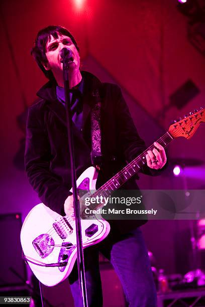 Johnny Marr of The Cribs performs on stage at Brixton Academy on December 3, 2009 in London, England.