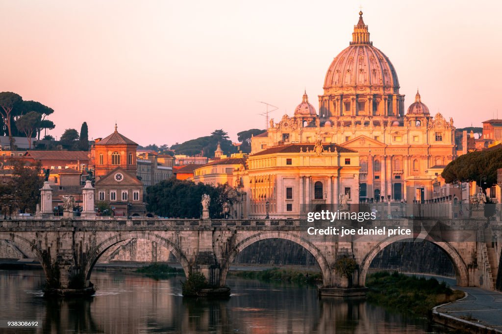 St Peter's Basilica, The Vatican, River Tiber, Rome, Italy