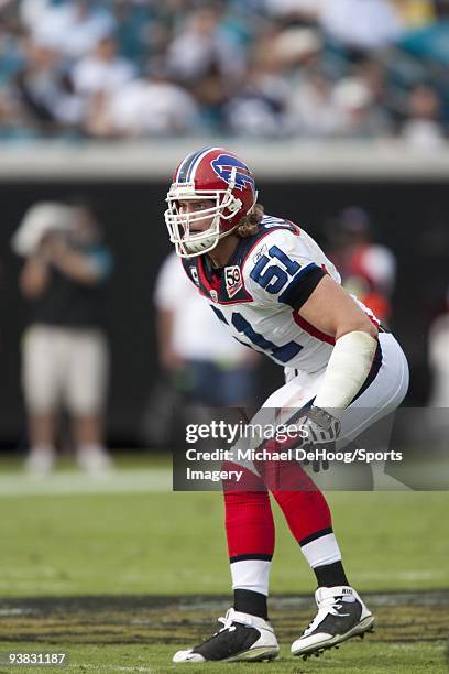 Linebacker Paul Posluszny of the Buffalo Bills during a NFL game against the Jacksonville Jaguars at Jacksonville Municipal Stadium on November 22,...