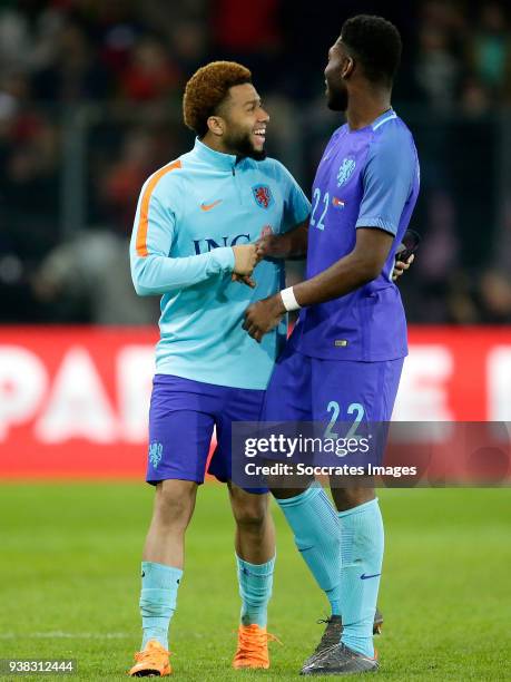 Tonny Vilhena of Holland, Timothy Fosu Mensah of Holland celebrates the victory during the International Friendly match between Portugal v Holland at...