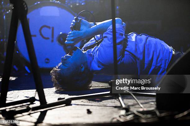 Gareth Campesino of Los Campesinos perform at Brixton Academy on December 3, 2009 in London, England.