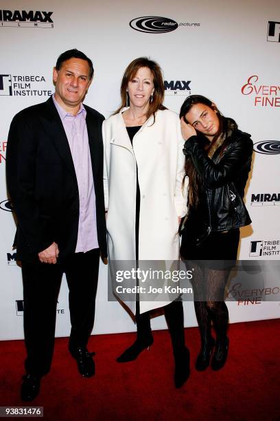 Craig Hatkoff, Jane Rosenthal and daughter Juliana Hatkoff attend Tribeca Film Institute's benefit screening of "Everybody's Fine" at AMC Lincoln...