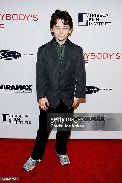 Actor Seamus Davey-Fitzpatrick attends Tribeca Film Institute's benefit screening of "Everybody's Fine" at AMC Lincoln Square on December 3, 2009 in...