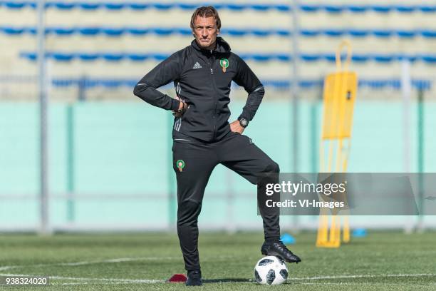 Coach Herve Renard of Morocco during a training session prior to the International friendly match between Morocco and Oezbekistan in Cassablanca on...