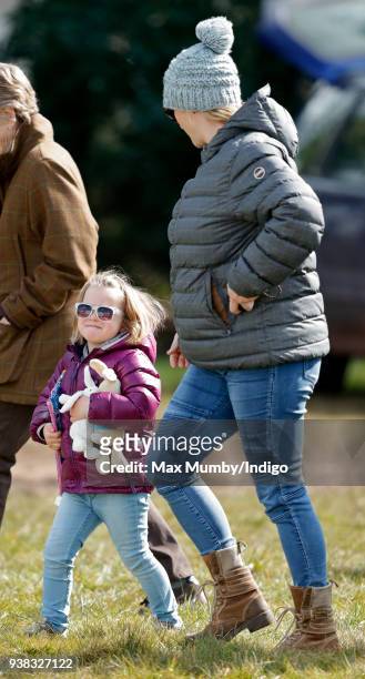 Zara Phillips and Mia Tindall attend the Gatcombe Horse Trials at Gatcombe Park on March 25, 2018 in Stroud, England.