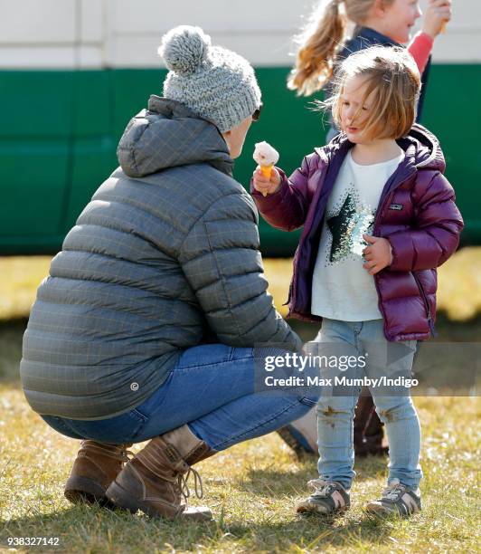 Zara Phillips and Mia Tindall attend the Gatcombe Horse Trials at Gatcombe Park on March 25, 2018 in Stroud, England.