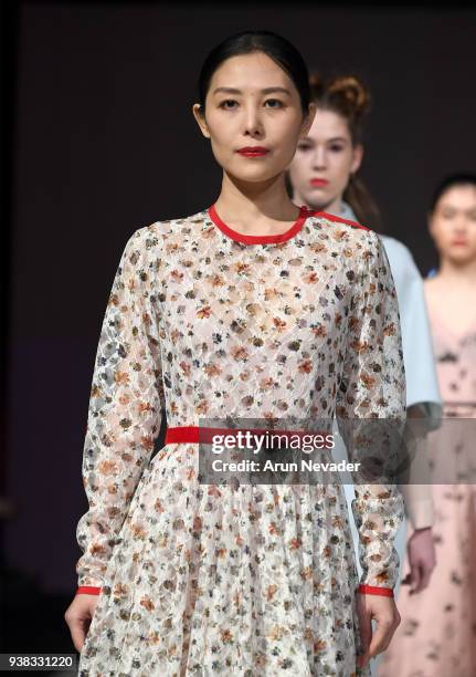 Models walk the runway wearing PYT at 2018 Vancouver Fashion Week - Day 4 on March 22, 2018 in Vancouver, Canada.