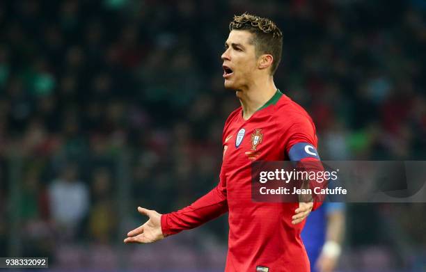 Cristiano Ronaldo of Portugal during the international friendly match between Portugal and the Netherlands at Stade de Geneve on March 26, 2018 in...