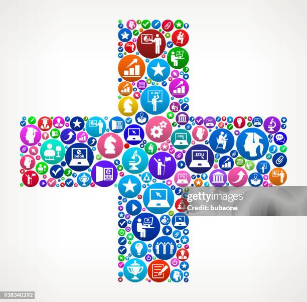 plus college and higher learning vector icon pattern - computer key board stock illustrations