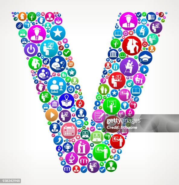 letter v college and higher learning vector icon pattern - mouse pointer on screen stock illustrations