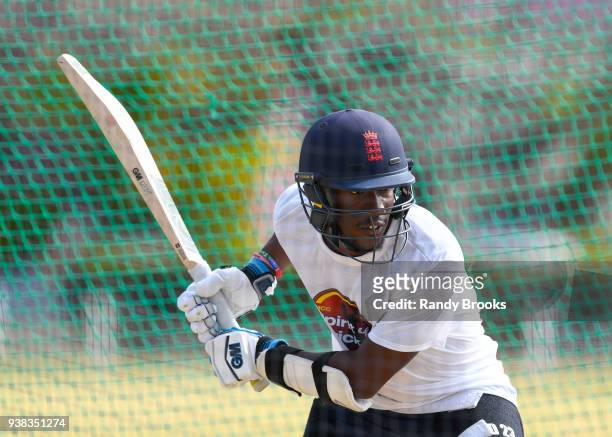 Daniel Bell-Drummond during the MCC Champion County Training session at 3Ws Oval on March 26, 2018 in Bridgetown, Barbados.