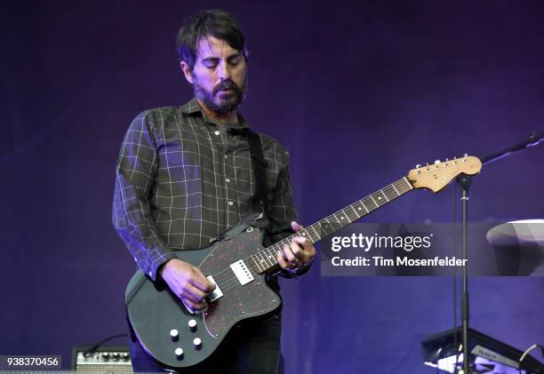 Mark Smith of Explosions in the Sky performs during In Bloom Festival at Eleanor Tinsley Park on March 25, 2018 in Houston, Texas.