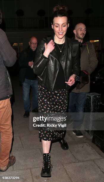 Suranne Jones seen leaving Theatre Royal Haymarket after her performance in Frozen on March 26, 2018 in London, England.