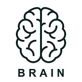 Human brain icon with neural bonds - stock vector