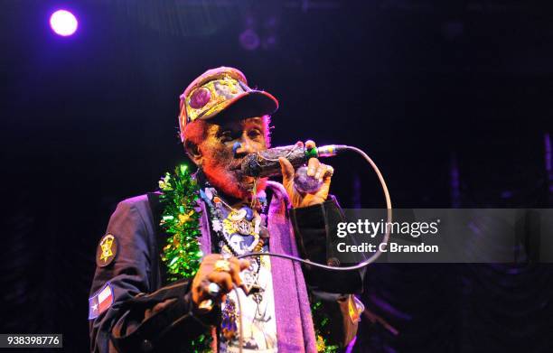 Lee "Scratch" Perry performs on stage at Koko on March 26, 2018 in London, United Kingdom.