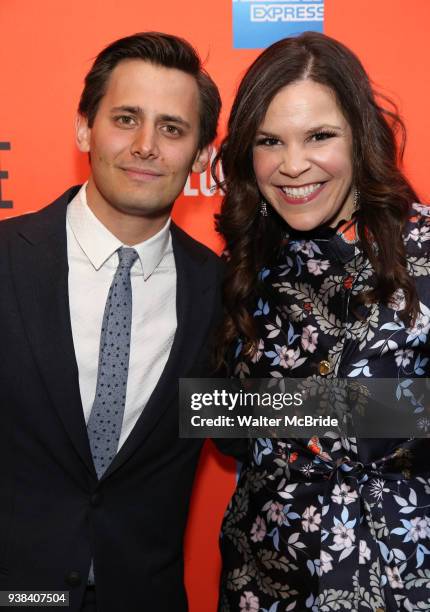 Benj Pasek and Lindsay Mendez attending the Broadway Opening Night Performance of "Lobby Hero" at The Hayes Theatre on March 26, 2018 in New York...