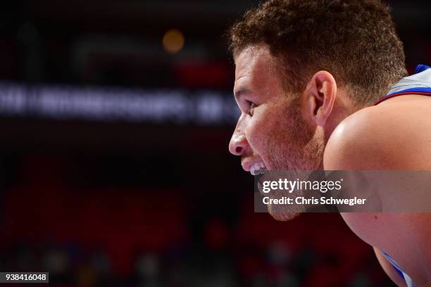 Blake Griffin of the Detroit Pistons during the game against the Los Angeles Lakers on March 26, 2018 at Little Caesars Arena in Detroit, Michigan....