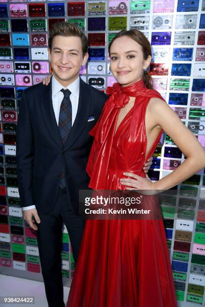 Tye Sheridan and Olivia Cooke attend the Premiere of Warner Bros. Pictures' "Ready Player One" at Dolby Theatre on March 26, 2018 in Hollywood,...
