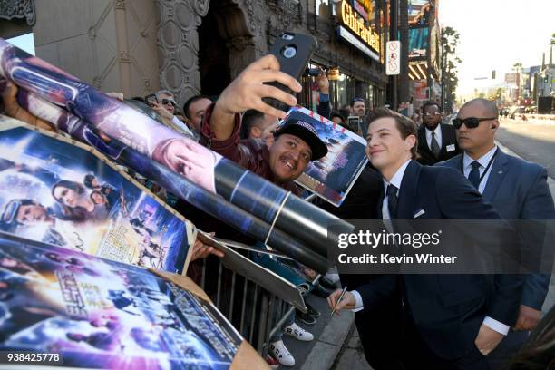 Tye Sheridan attends the Premiere of Warner Bros. Pictures' "Ready Player One" at Dolby Theatre on March 26, 2018 in Hollywood, California.