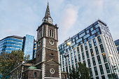 London / UK - November 10 2017: clock on Church of St. Botolph Aldgate