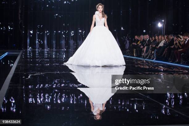 The fashion show presentation of Maison Nicole's Bridal, Evening and Red Carpet 2019 collections at the Palazzo dei Congressi in Rome.