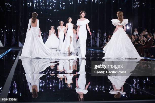 The fashion show presentation of Maison Nicole's Bridal, Evening and Red Carpet 2019 collections at the Palazzo dei Congressi in Rome.