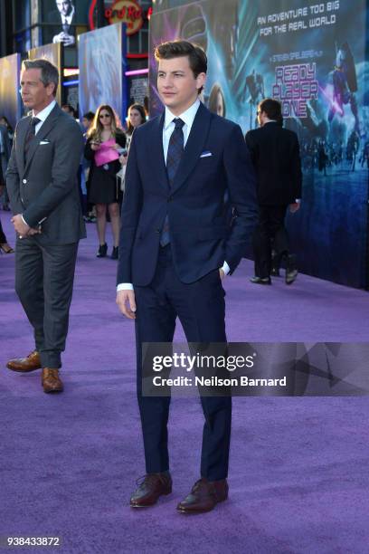 Tye Sheridan attends the Premiere of Warner Bros. Pictures' "Ready Player One" at Dolby Theatre on March 26, 2018 in Hollywood, California.