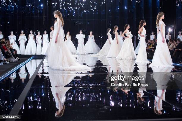 The fashion show presentation of Maison Nicole's Bridal, Evening and Red Carpet 2019 collections at the Palazzo dei Congressi in Rome.