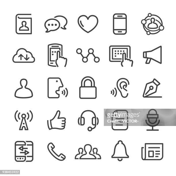 stockillustraties, clipart, cartoons en iconen met mededeling icons - slim line serie - luisteren