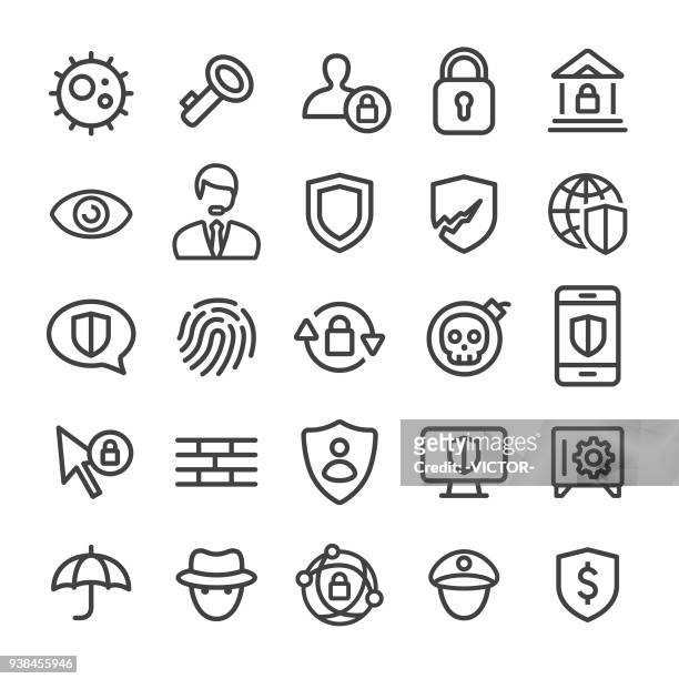 ilustrações, clipart, desenhos animados e ícones de ícones de segurança - linha inteligente série - computer bug