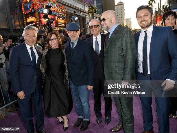 Kevin Tsujihara, Kristie Macosko Krieger, Steven Spielberg, Donald De Line, Zak Penn and Dan Farah attend the Premiere of Warner Bros. Pictures'...