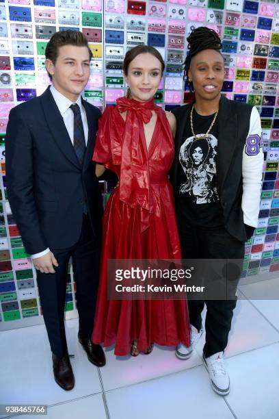 Tye Sheridan, Olivia Cooke and Lena Waithe attend the Premiere of Warner Bros. Pictures' "Ready Player One" at Dolby Theatre on March 26, 2018 in...