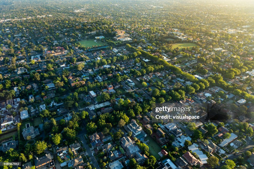 Melbourne suburb in the sunrise