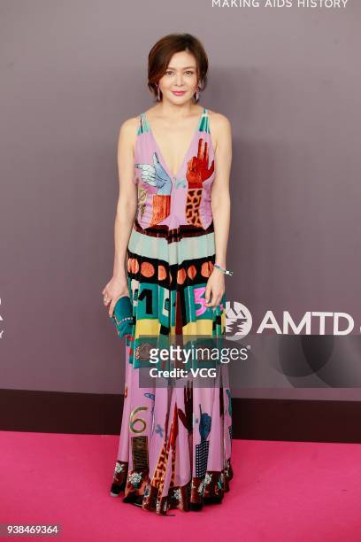 Actress Rosamund Kwan attends the amfAR Hong Kong Gala 2018 at Shaw Studios on March 26, 2018 in Hong Kong, Hong Kong.