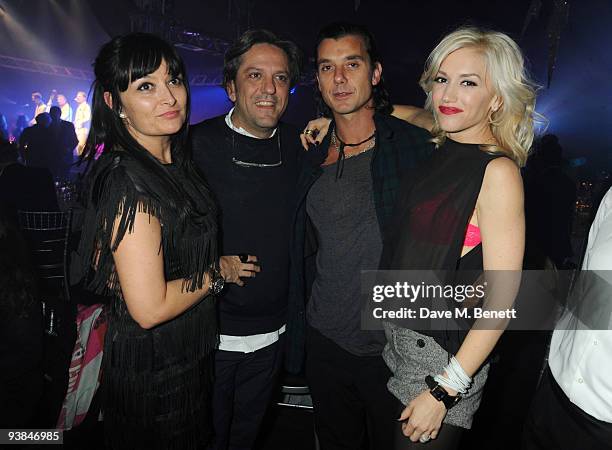 Plaxy Locatelli, Giorgio Locatelli, Gavin Rossdale and Gwen Stefani attends The Berkeley Square Christmas Ball held at Berkeley Square on December 3,...