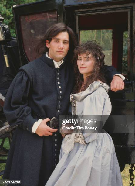 English actors Polly Walker as 'Lorna Doone' and Clive Owen as 'John Ridd' in drama television film 'Lorna Doone', UK, 1990.