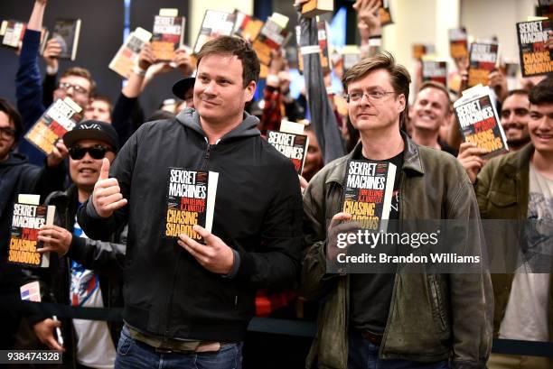 Artist / author Tom Delonge and author AJ Hartley sign and discuss their new book, "Sekret Machines" at Barnes & Noble at The Grove on March 26, 2018...