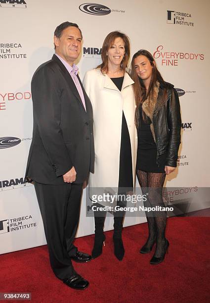 Craig Hatkoff, Jane Rosenthal and daughter Juliana attend Tribeca Film Institute's benefit screening of ''Everybody's Fine'' at AMC Lincoln Square on...