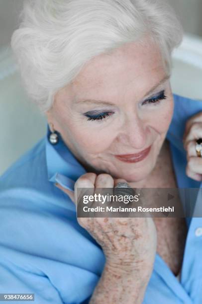 French singer and actress Line Renaud at home, in La Jonchère, at Rueil-Malmaison, France, 26th August 2017