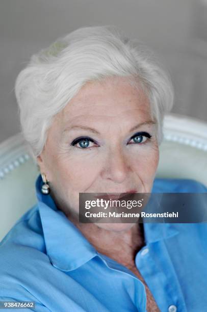 French singer and actress Line Renaud at home, in La Jonchère, at Rueil-Malmaison, France, 26th August 2017