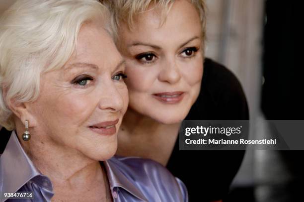 French singer and actress Line Renaud at home with Muriel Robin, in La Jonchère, at Rueil-Malmaison, France, 26th August 2017