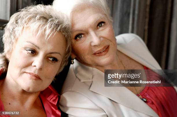 French singer and actress Line Renaud at home with Muriel Robin, in La Jonchère, at Rueil-Malmaison, France, 26th August 2017