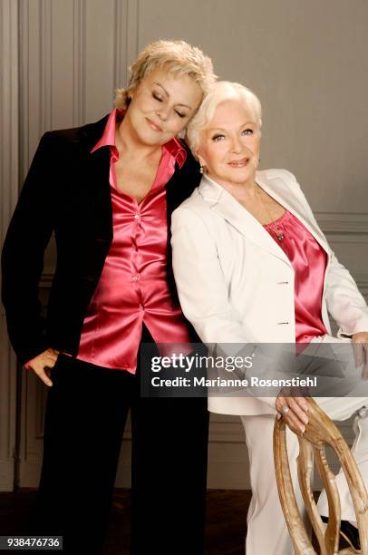 French singer and actress Line Renaud at home with Muriel Robin, in La Jonchère, at Rueil-Malmaison, France, 26th August 2017