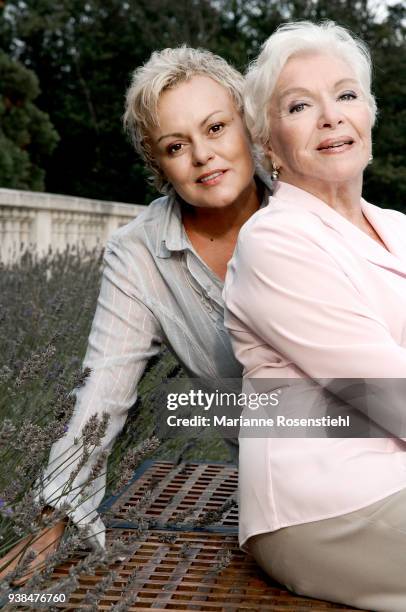 French singer and actress Line Renaud at home with Muriel Robin, in La Jonchère, at Rueil-Malmaison, France, 26th August 2017