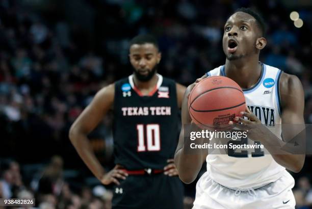 Villanova forward Dhamir Cosby-Roundtree at the line during an Elite Eight matchup between the Villanova Wildcats and the Texas Tech Red Raiders on...